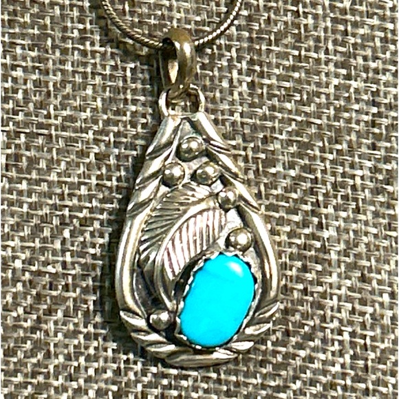 Harry Spencer Navajo Native American Sterling Silver Turquoise Pendant - Picture 1 of 4